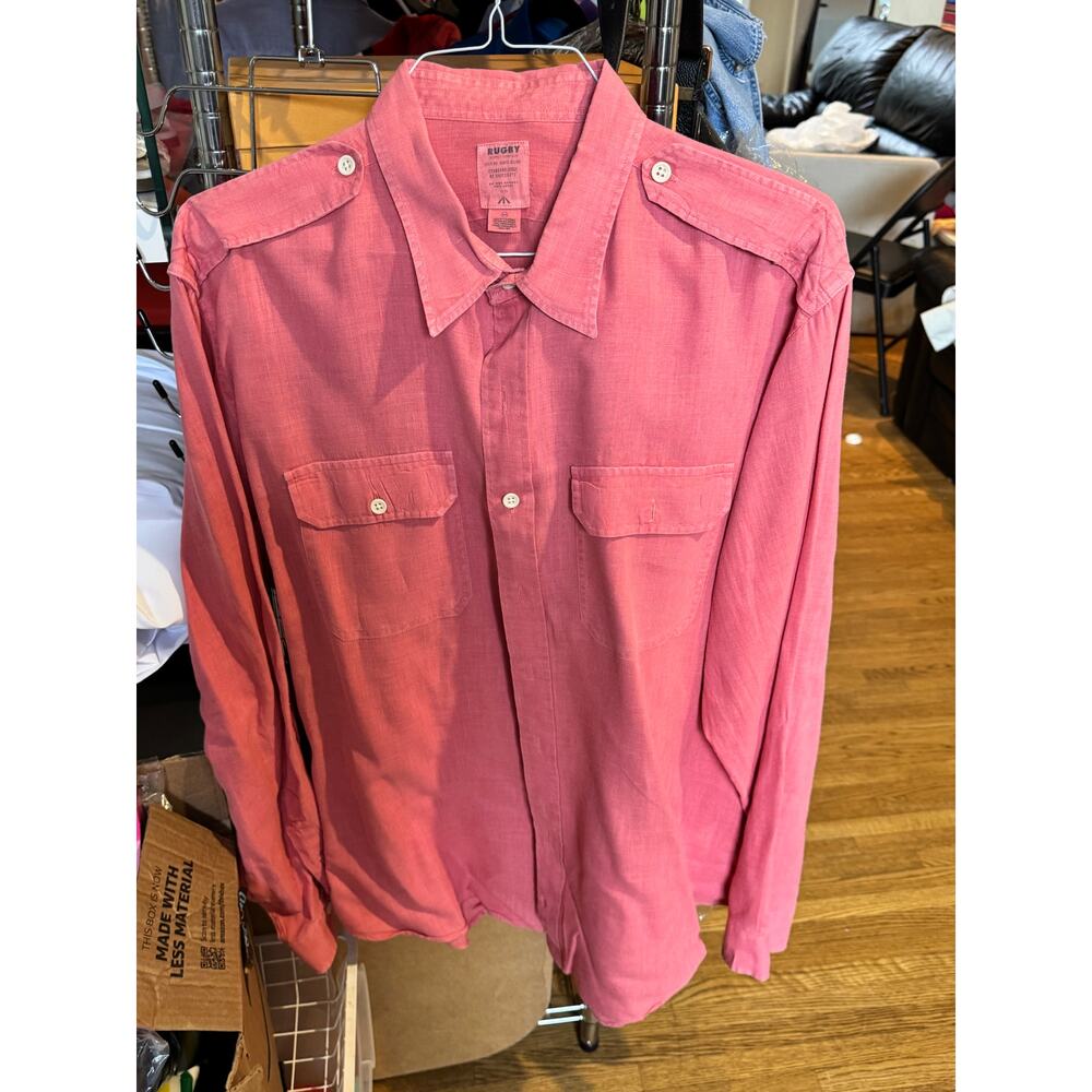 Vintage linen Ralph Lauren rugby button down size xxl
